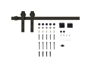 Kit de rail coulissant pour porte coulissante 2 m en métal noir, capacité 100 kg, système de guidage robuste pour aménagement intérieur