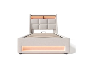 Lit coffre 90x200 cm VIVRYN coloris beige
