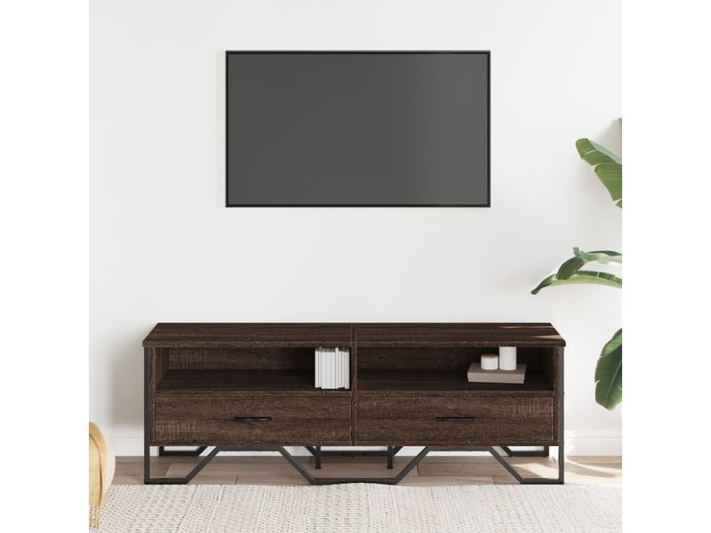  Meuble tv - banc tv - meuble de rangement chêne marron 122x34x41 cm bois d'ingénierie  - Conforama C