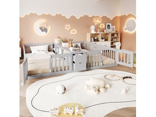 Lit simple 2x90x200 cm MEUBLIV   coloris gris