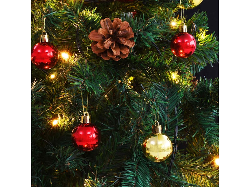 Sapin de noël - arbre de noël artificiel pré-éclairé avec boules vert 150 cm  - Conforama E