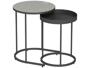 Lot de 2 tables basses gigognes en métal gris, design plateau pour salon