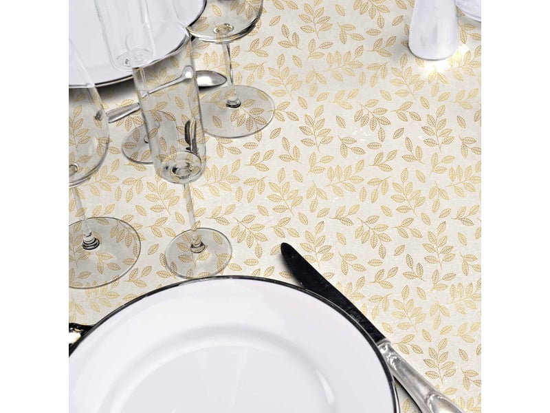  Nappe antitache métallisé capucine 180cm doré  - Conforama C