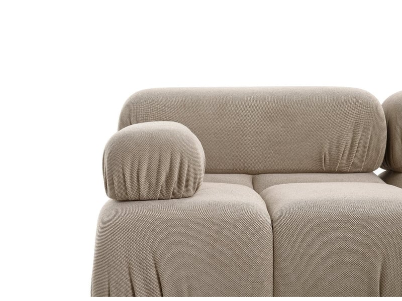  Canapé droit 3 places + pouf en velours texturé taupe sabrina S366-3P-TAU - Conforama E