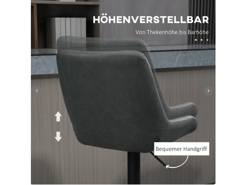  Lot de 2 tabourets de bar réglables,51x59x97-117 cm,similicuir,gris foncé  - Conforama E