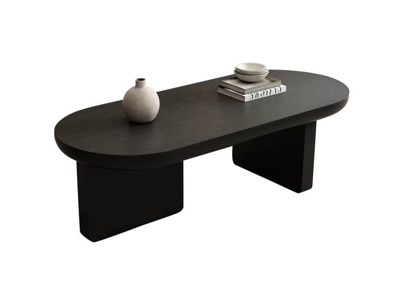  Table basse ovale 119,7x49,8x35,5 cm en panneau mdf noir mat  - Conforama A