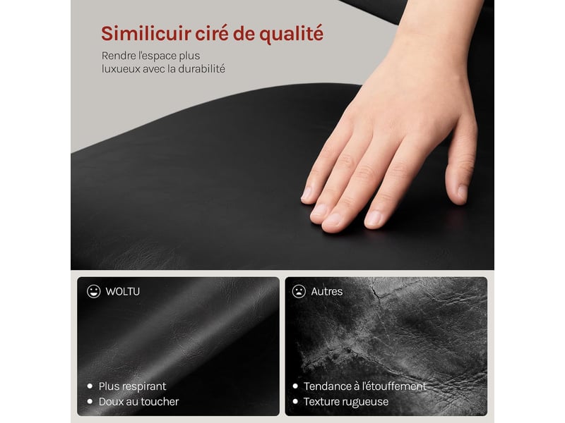  Lot de 2 tabourets bar pivotantes à 360°, structure métallique, en similicuir brillant, noir  - Conforama D