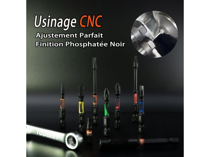 Jeu de 90 embouts de vissage professionnels 50 mm (torx, ph, pz, hex, fente), acier s2 magnétique - Conforama D