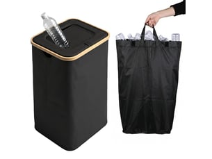 Panier à linge avec couvercle et sac intérieur amovible 100l corbeille à linge pliable grande capacité, bac à linge sale avec poignées pour chambre, buanderie, salle de bain, noir