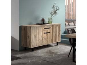 Buffet 3 portes 1 tiroir aspect bois canyon décor tasseaux - barton