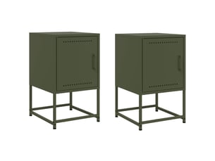 Lot de 2 table de chevet, table d'appoint vert olive 36x39x60,5 cm acier shl8365