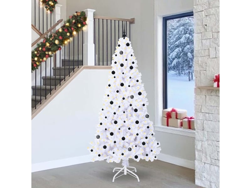 Sapin de noël - arbre de noël artificiel avec 300 led blanc 240 cm pvc et acier - Conforama B