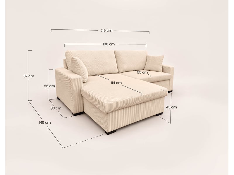  Gisele - canapé d'angle réversible 4 places convertible avec large méridienne et coffre en velours côtelé - best mobilier - terracotta GISELE - Conforama C