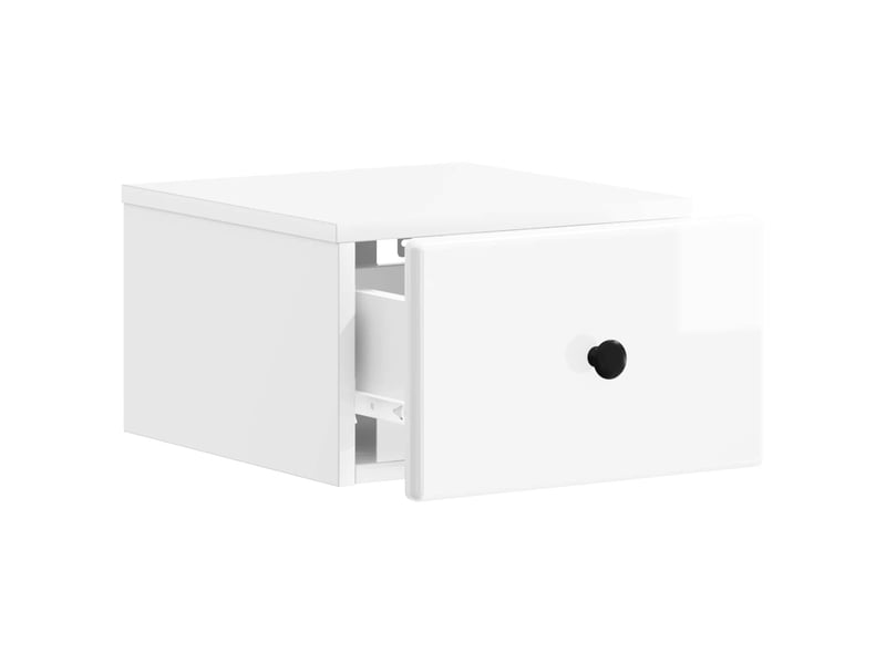 Table de chevet - cabinet de chevet - table de nuit mural 2 pc blanc brillant 34,5 x 33 x 20 cm - Conforama E
