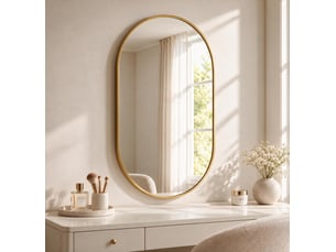 Miroir ovale de salle de bain coloris doré <strong>NAHILIMI</strong> <strong></strong> - 50 cm x 50 cm