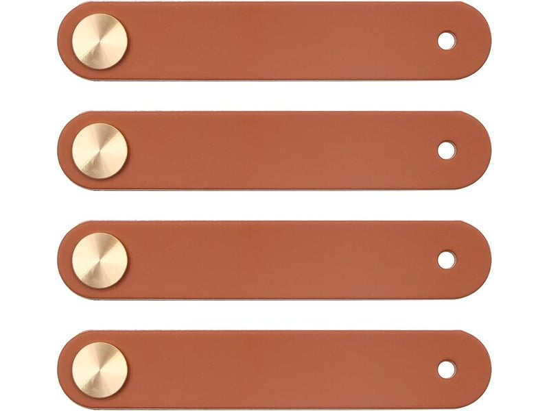  Lot de 4 poignées en cuir de 64x25 mm à un seul trou, poignées pour tiroirs, armoire à vêtements, tables et cuisine  - Conforama A