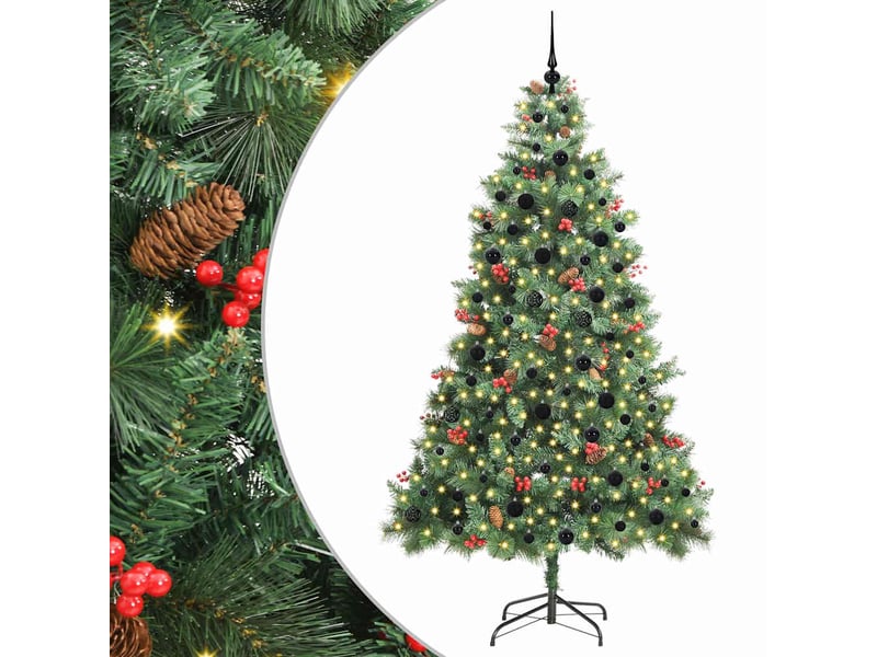 Sapin de noël, arbre de noël artificiel 300 led blanc chaud pvc et métal vert cf61037 - Conforama A