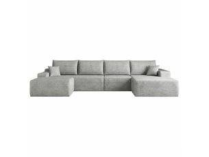 Canapé d'angle avec méridienne, modulable 5 places, assise profonde, 340 cm, gris