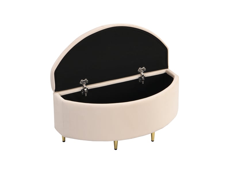  Banquette rembourrée 90 x 40 x 42 cm en velours avec rangement beige chicfurn  - Conforama A