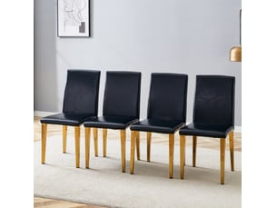 Lot de 4 chaises de salle à manger 90 cm chaise cuisine, chaise design moderne, dossier confortable, noir pu, doré métal