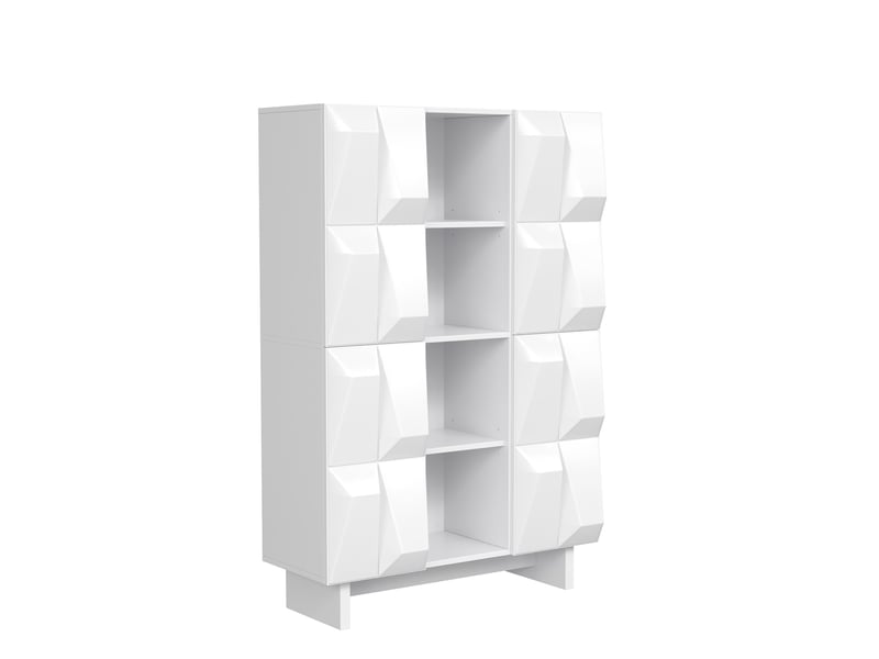 Vitrine et meuble à chaussures 90,5 x 34 x 135,5 cm – blanc – 12 compartiments et 4 portes relief - Conforama C