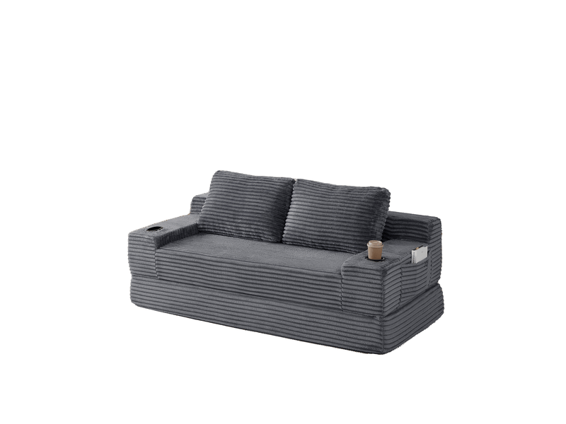  Canapé-lit 2 places 180x85x62 cm 2-en-1 gris sans matelas  - Conforama A