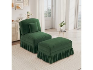Fauteuil fixe <strong>STILVORA</strong> <strong></strong> Tissu vert vendu A l'unité
