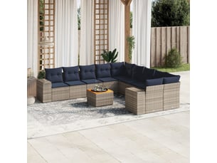 Vidaxl ensemble de canapé de jardin 11 pcs avec coussins gris résine tressée