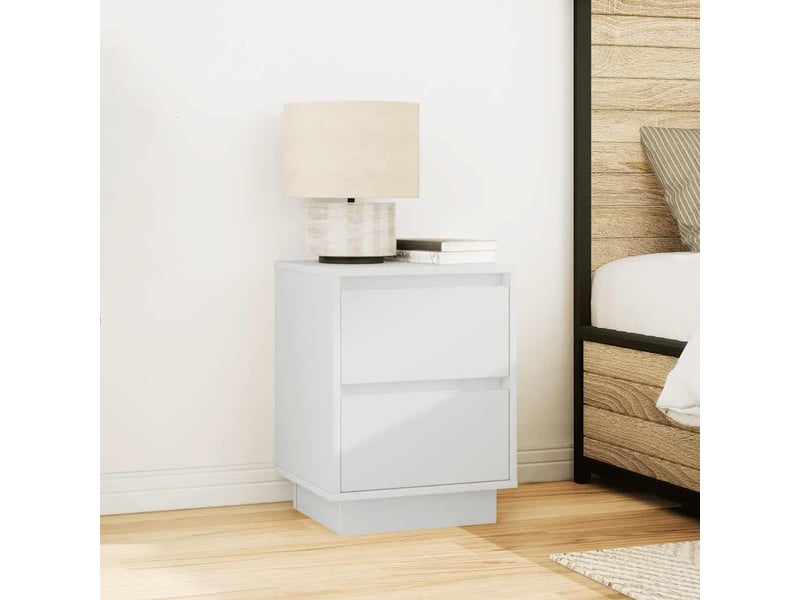 Lot de 2 tables de chevet - cabinet de chevet - table de nuit avec lumières led blanc 38x34x50 cm - Conforama C