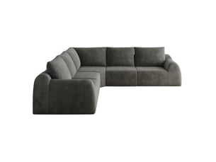 Canapé d'angle 5 places en tissu gris foncé, 267 x 267 x 85 cm, assise en mousse haute élasticité, livré compressé