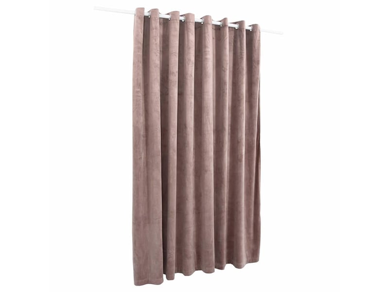  Rideau occultant, rideau black-out avec anneaux en métal velours rose 290x245 cm cf43954  - Conforama C