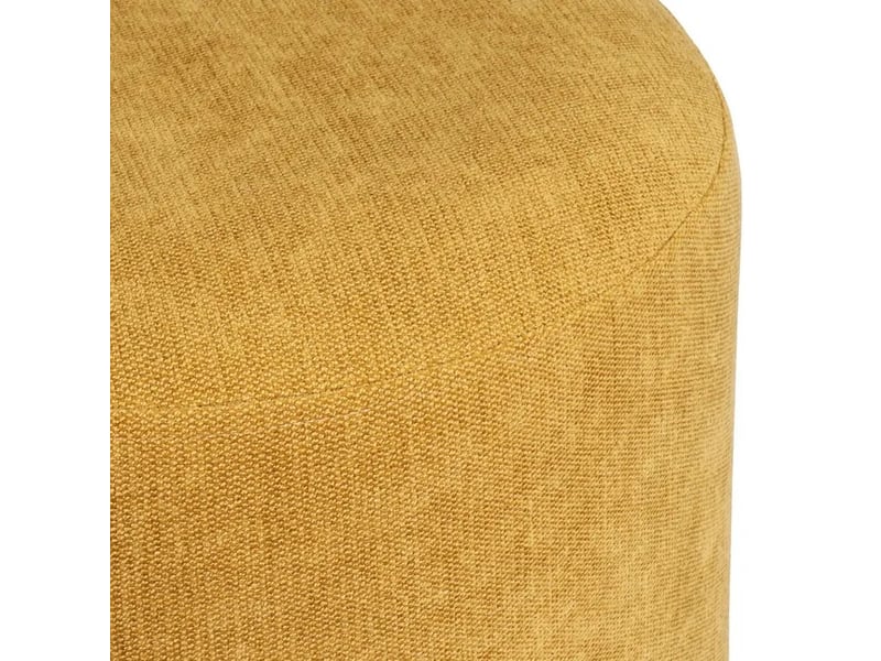  Pouf rond rembourré en chenille avec piètement en bois, coloris jaune - diamètre 40 x hauteur 45 cm  - Conforama C