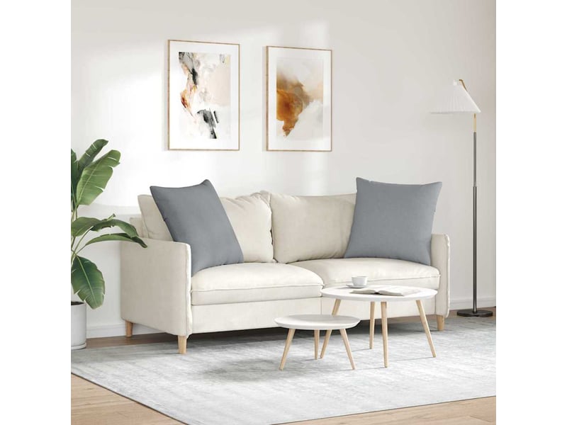 Lot de 2 coussins de canapé, coussins décoratifs tissu gris clair 60 x 60 cm cf58846 - Conforama D