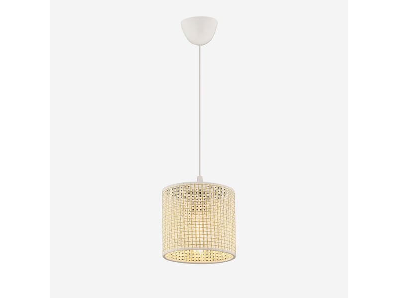  Suspension en métal avec abat-jour en coton balance - blanc  - Conforama C