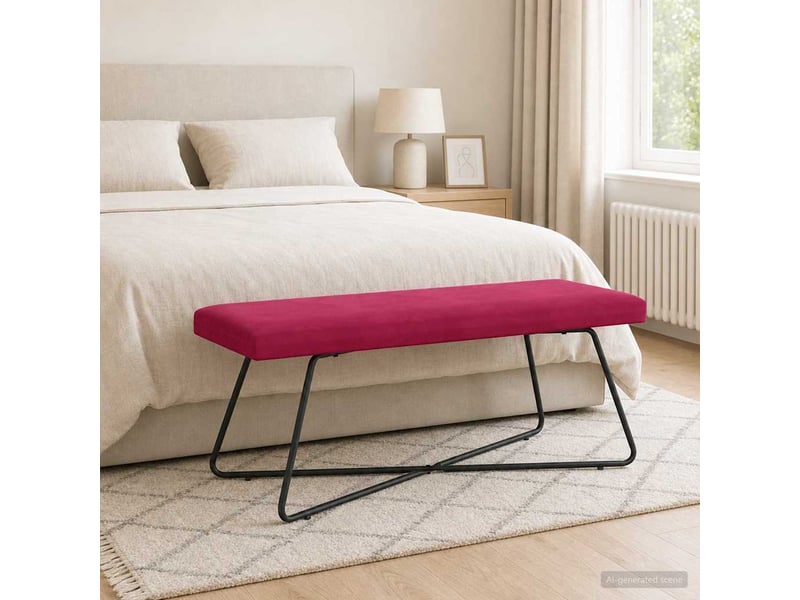  Banc, canapé 2 places bordeaux 110x40x45 cm velours  - Conforama D