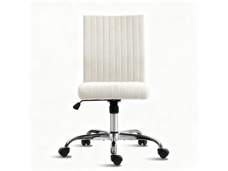  Chaise de bureau sans accoudoirs réglable 46-56 cm, pivotante 360°, crème  - Conforama A
