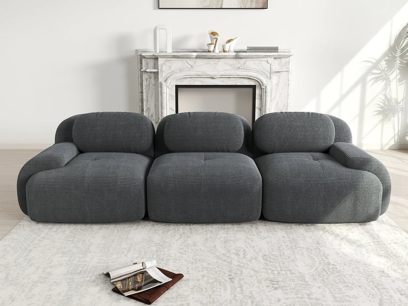  Canapé d'angle modulaire,3 places,avec accoudoirs ergonomiques et rembourrage haute résilience, 298x 103x 70 cm,gris  - Conforama B