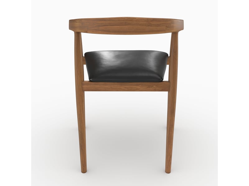 Lot de 2 chaises en bois de teck vernis et assise en cuir noir-bali Bali - Conforama E
