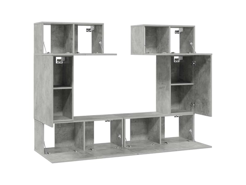  Ensemble de meuble tv - banc tv - meuble de rangement 6 pcs gris béton bois d'ingénierie  - Conforama D