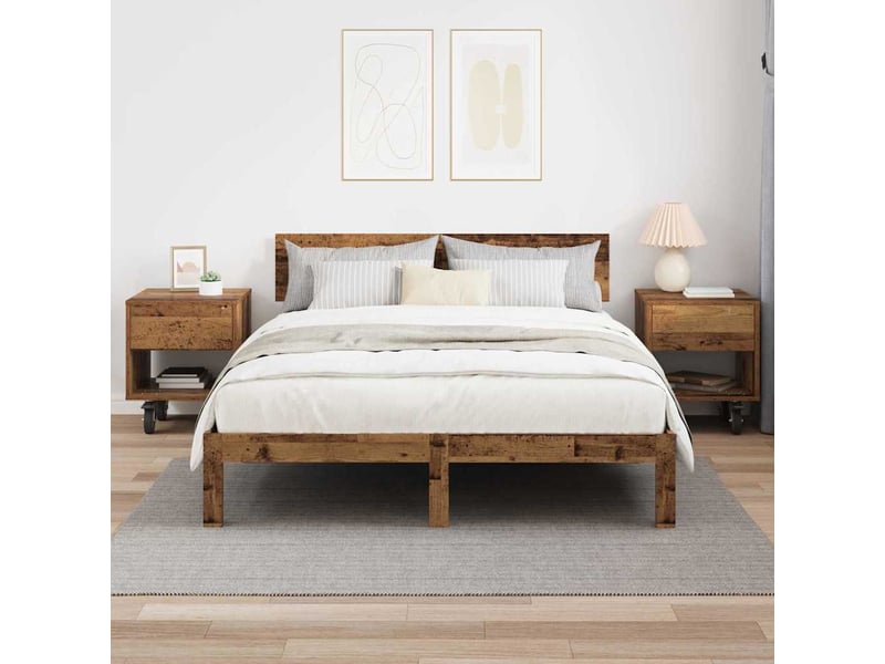 Table de chevet - cabinet de chevet - table de nuit 2 pc bois ancien 40,5 x 40 x 48 cm - Conforama C