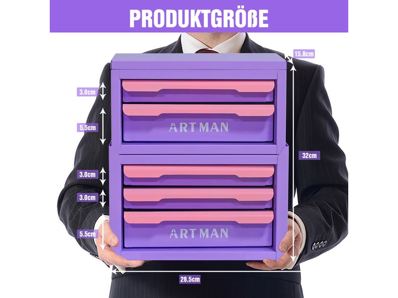 Organisateur de maquillage en acier 5 tiroirs rose et violet 28.5 x 15.8 x 32 cm W3655P451440 - Conforama C