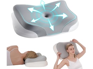 Oreiller ergonomique cervical,soulage douleur cervicales coussin cervicale,adapté aux dormeurs côtédosventre, housse lavable(60x37x12cm)