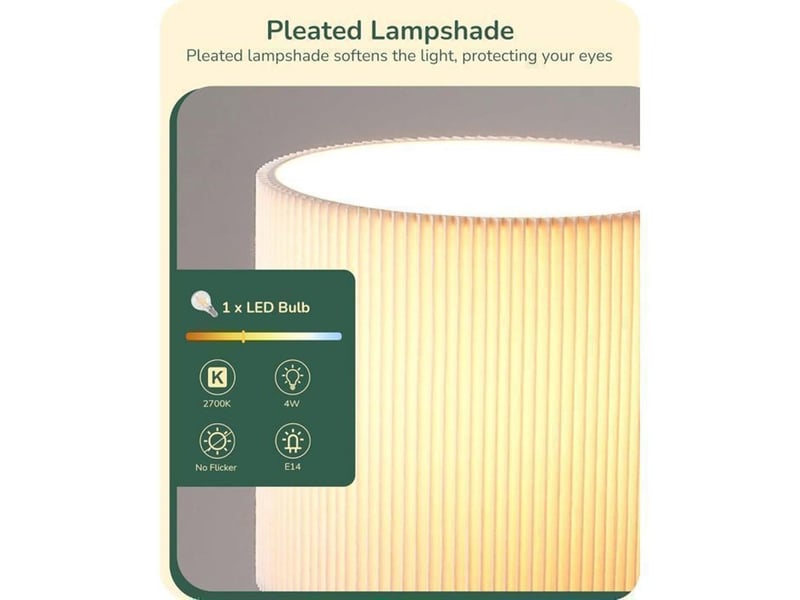  Lampe de chevet t165 abat-jour plissé ivoire led e14 2700k base métal dorée 29 cm 370618_AABJN35663_6_DROPFR - Conforama B
