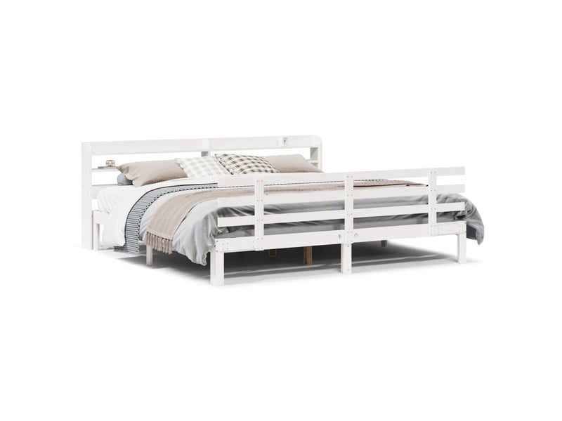 Lit double- lit adulte - cadre de lit avec tête de lit sans matelas blanc 180x200 cm - Conforama A