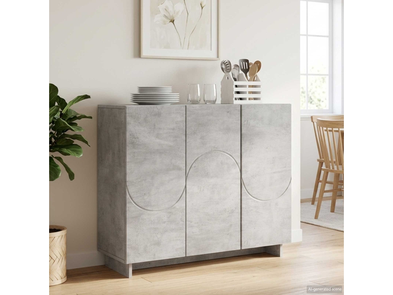  Buffet - bahut - meuble de rangement gris béton 85,5 x 31 x 75 cm bois d'ingénierie  - Conforama B
