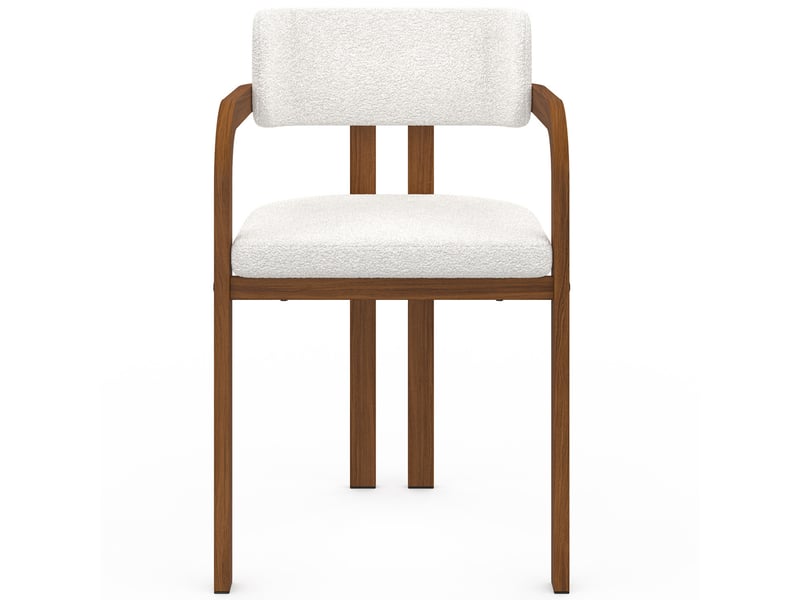  Lot de 4 chaises de salle à manger, fauteuils de table esma en métal effet noyer et tissu bouclette avec accoudoirs  - Conforama C
