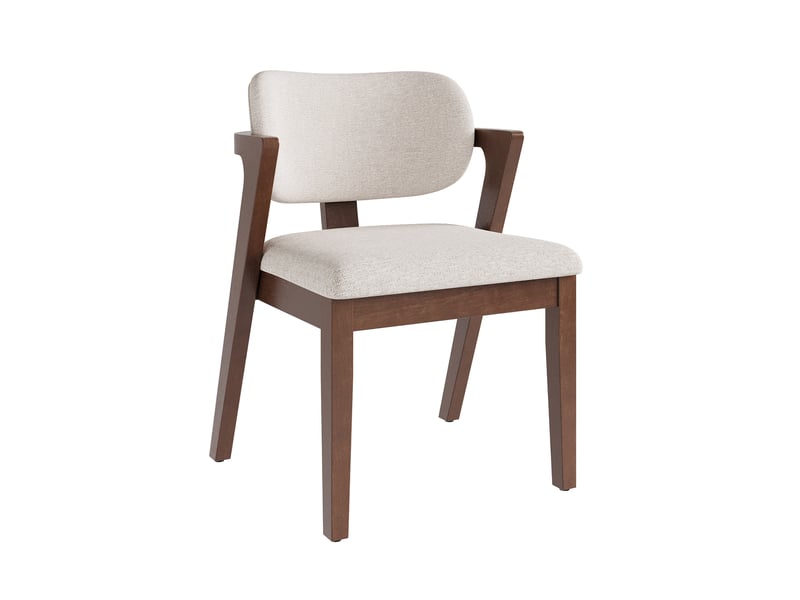 Lot de 2 chaises de salle à manger avec accoudoirs 56x57,5x79 cm noyer et beige - Conforama E