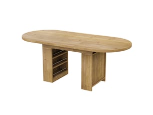 Table à manger extensible 150-200x90x76 cm pour 6-8 personnes, rangement intégré, plateau épais style scandinave, mdf, effet chêne