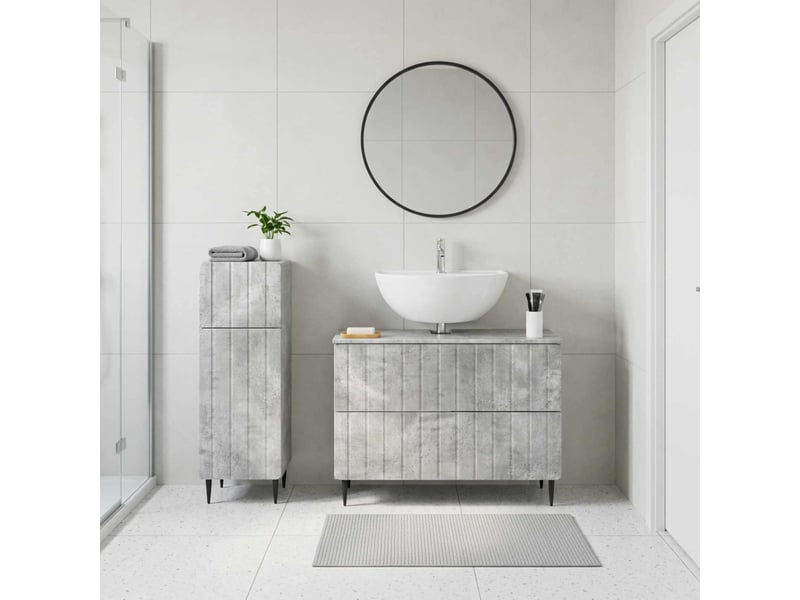 Ensemble de 2 meubles de salle de bain zwolle gris béton cf63239 - Conforama B
