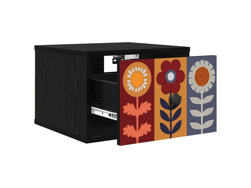  Table de chevet - cabinet de chevet - table de nuit mural essen chêne noir 36 x 33 x 25 cm  - Conforama B